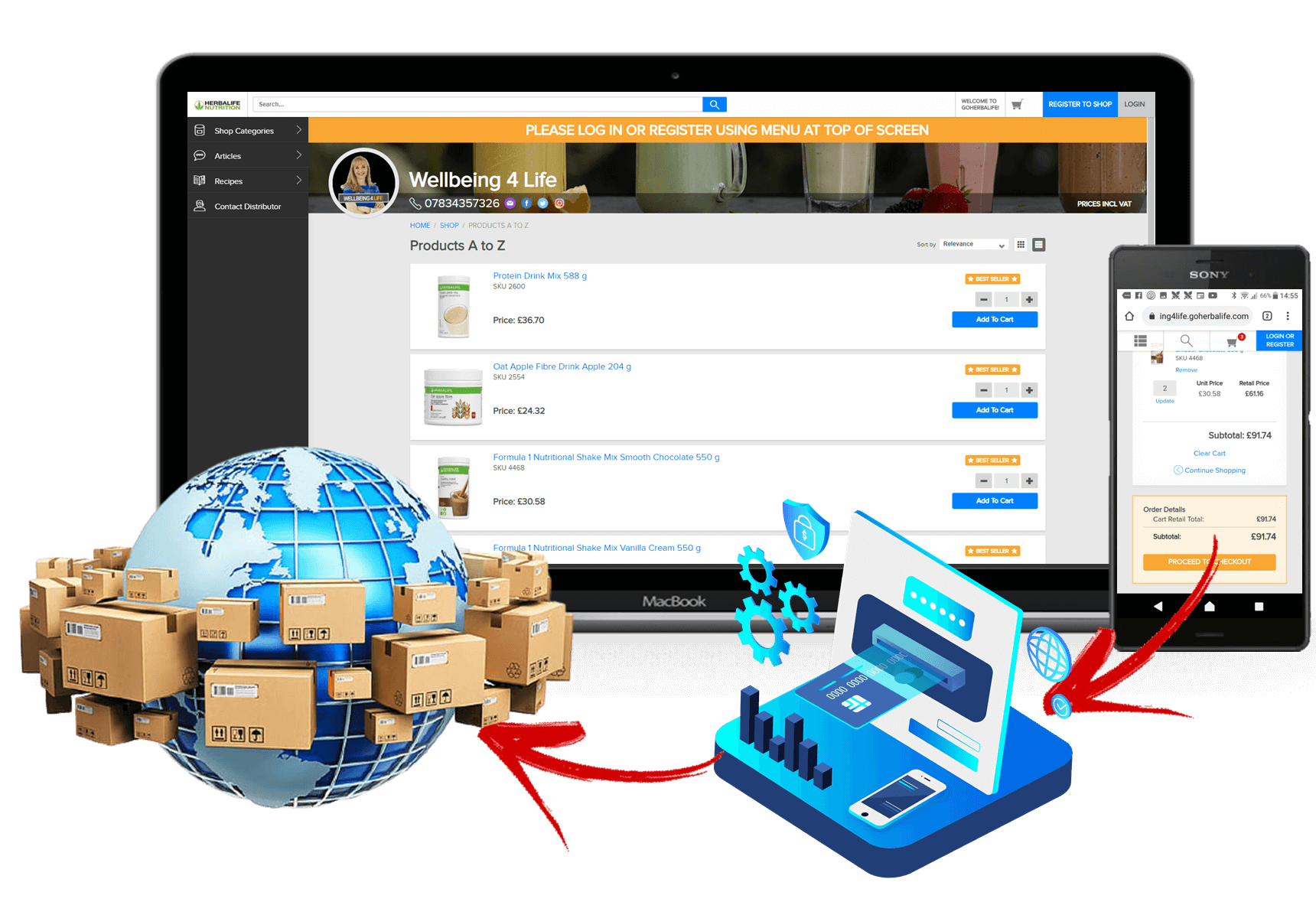 Personalised online nutrition shop, cart, payment handling & fulfillment